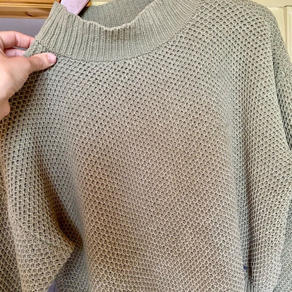 Hollister Mockneck Knitted Waffle Sweater - Pale Sage Green - Picture 7 of 12